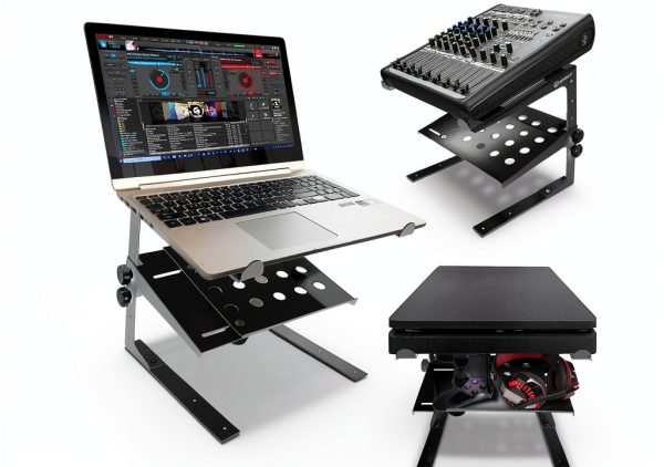LTS-03B Two-Tier DJ Stand Portable Black-1