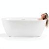 Freestanding Soaking Tub Bakiwhs Acrylic White 67in-3