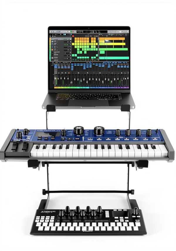 Rockville Dual Shelf DJ Controller Stand-4