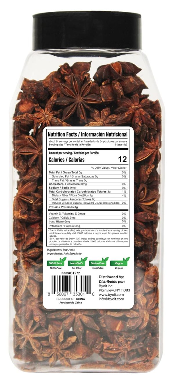 Byait Whole Star Anise Premium Dried Spice 6 Ounce Pack-1