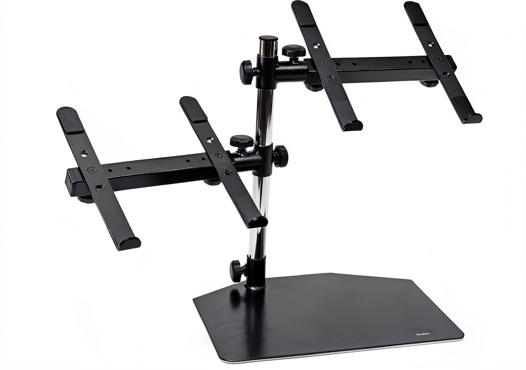Adjustable laptop stand with two tiers