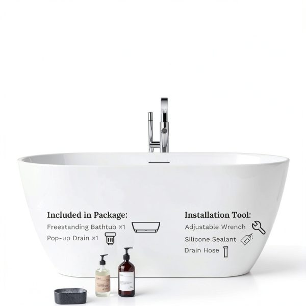 Freestanding Soaking Tub Bakiwhs Acrylic White 67in-6