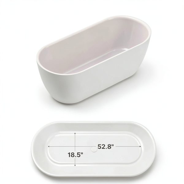 Freestanding Soaking Tub Bakiwhs Acrylic White 67in-4