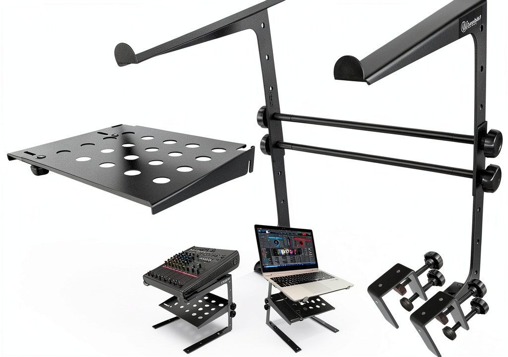 LTS-03B Two-Tier DJ Stand in use