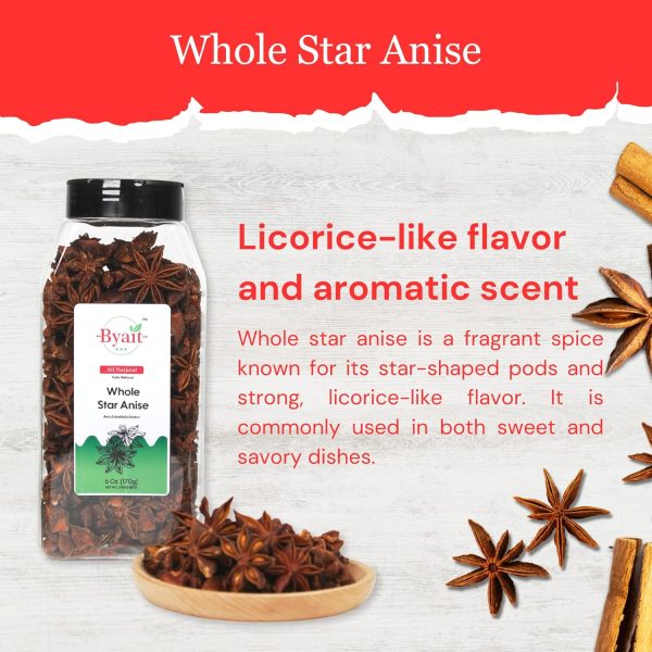 Byait Whole Star Anise Premium Dried Spice 6 Ounce Pack-3