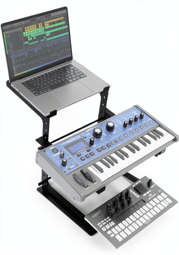 Rockville Dual Shelf DJ Controller Stand-5