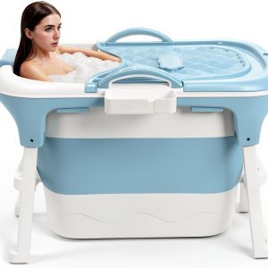 Portable Bathtub Juannia Blue Foldable Soaking Tub-0