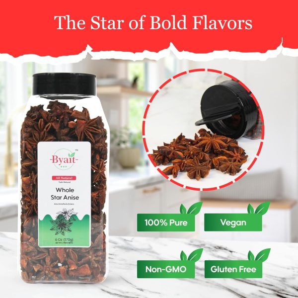 Byait Whole Star Anise Premium Dried Spice 6 Ounce Pack-5