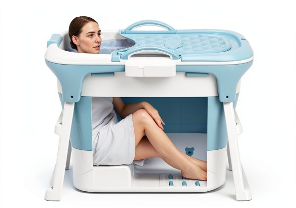 Portable Bathtub Juannia Blue Foldable Soaking Tub-3