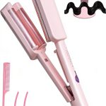 UJIO 1.25" Beach Wave Curling Iron Model UJ-3213 Purple Beige Pink-0